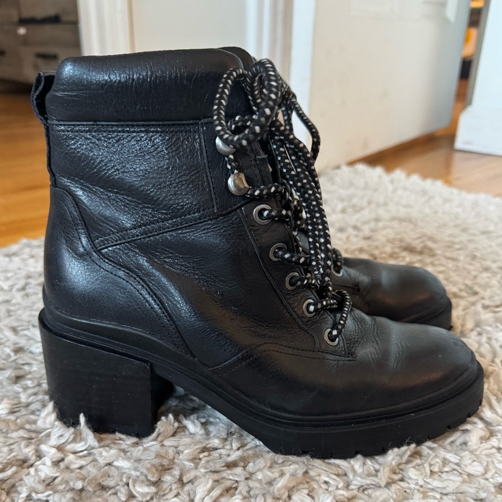 27 EDIT Black Lace Up Boots with Chunky Sole